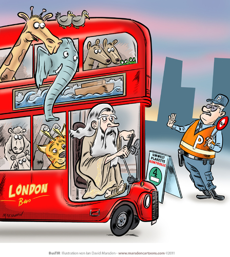 Cartoon: Haben Sie eine Umweltplakette? (medium) by ian david marsden tagged umweltplakette,noah,arche,flut,london,bus,weltuntergang,bürokratie,nonsens,polizei,kontrolle,staat,umweltplakette,noah,flut,london,weltuntergang,bürokratie,polizei,staat,kontrolle