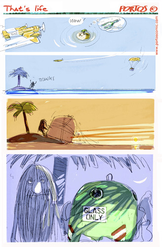 Cartoon: Thats life (medium) by portos tagged desert,island,castaway,glass,only