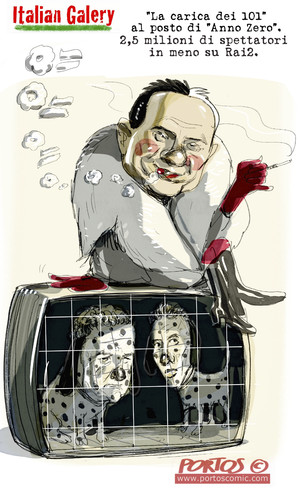 Cartoon: Silvio Demon (medium) by portos tagged berlusconi,rai2,santoro,travaglio,annozero,carica101