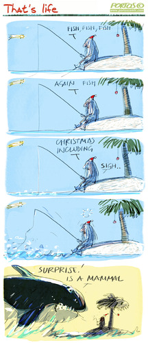 Cartoon: That s life (medium) by portos tagged desert,island,castaway