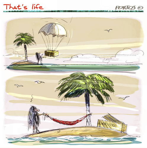 Cartoon: that s life (medium) by portos tagged desert,island