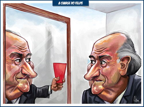 Cartoon: Blatter Resigns (medium) by Felipe Moreira tagged caricature,cartoon
