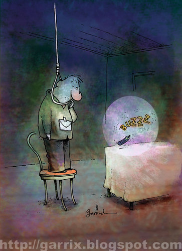 Cartoon: Suicide (medium) by Garrincha tagged phone,suicide,garrincha,cartoon,gag