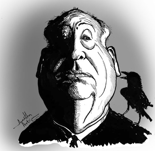 Cartoon: Alfred Hitchcock (medium) by awantha tagged hitchcock,alfred