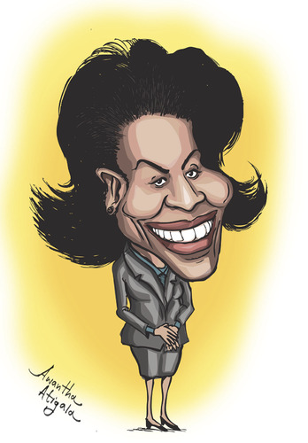 Cartoon: michelle obama (medium) by awantha tagged michelle,obama