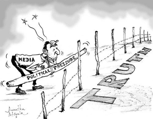 Cartoon: truth and media (medium) by awantha tagged awantha,sri,lanka