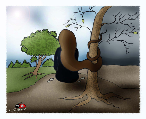 Cartoon: a woman dilemma... (medium) by saadet demir yalcin tagged syalcin,sdy,woman
