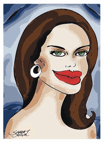 Cartoon: angelina jolie portre (medium) by saadet demir yalcin tagged ajolie