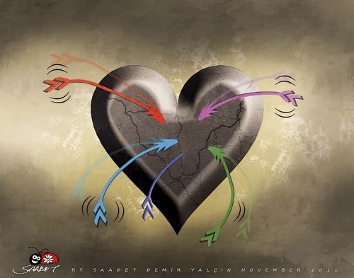 Cartoon: Heart of stone... (medium) by saadet demir yalcin tagged arrow,stone,heart,sdy,saadet