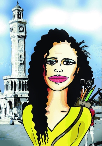 Cartoon: menekse cam portre (medium) by saadet demir yalcin tagged mcam