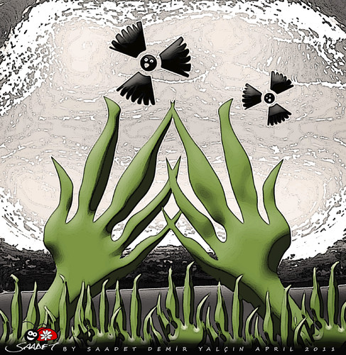 Cartoon: stop nuclear birds! (medium) by saadet demir yalcin tagged saadet,sdy,syalcin,turkey,nuclear