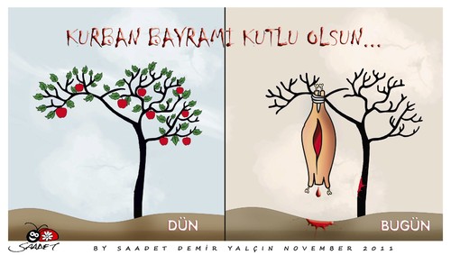 Cartoon: The Feast of the Sacrifice (medium) by saadet demir yalcin tagged saadet,sdy,sacrifice,the