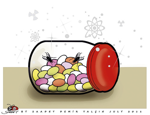 Cartoon: To take shelter (medium) by saadet demir yalcin tagged saadet,sdy,world,smart,fly,atomic,sugar,jar