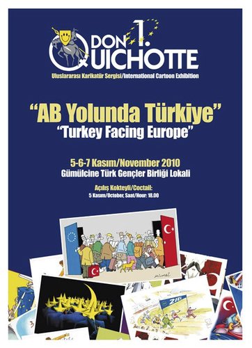 Cartoon: TURKEY FACING EUROPE (medium) by saadet demir yalcin tagged turkey,erdogankarayel,exhibition,donquichotte