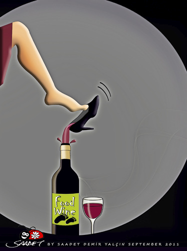 Cartoon: Wine (medium) by saadet demir yalcin tagged saadet,sdy,wine,shoe