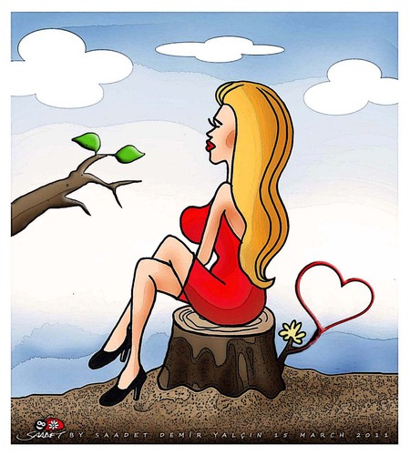 Cartoon: woman in love.. (medium) by saadet demir yalcin tagged heart,woman,turkey,syalcin,sdy,saadet