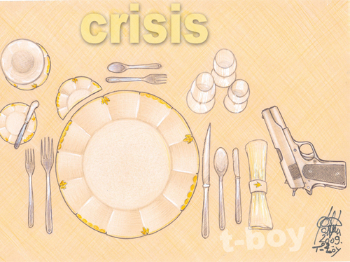 Cartoon: CRISIS- (medium) by T-BOY tagged crisis