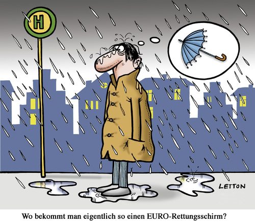 Cartoon: Euro-Rettungsschirm (medium) by Nottel tagged euro,finanzen,rettungsschirm,unwetter