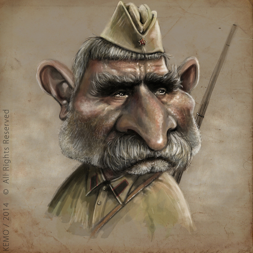 Cartoon: Father of Soldier (medium) by K E M O tagged sergo,zakariadze,kemo,caricature,2nd,place,world,competition