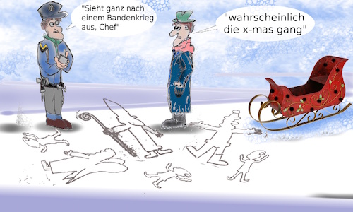 Cartoon: chrismas crime (medium) by wheelman tagged weihnachten,nikolaus,verbrechen,tatort,kommissar,polizei,cop