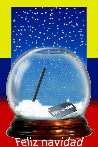 Cartoon: weihnachten in kolumbien (medium) by wheelman tagged weihnachten,welt,land,schnee,kugel,kolumbien