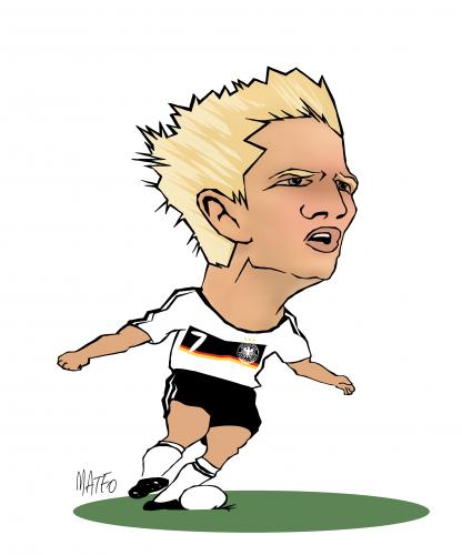Cartoon: bastian schweinsteiger (medium) by geomateo tagged bastian,schweinsteiger,fussball,soccer,football,german,deutschland,team