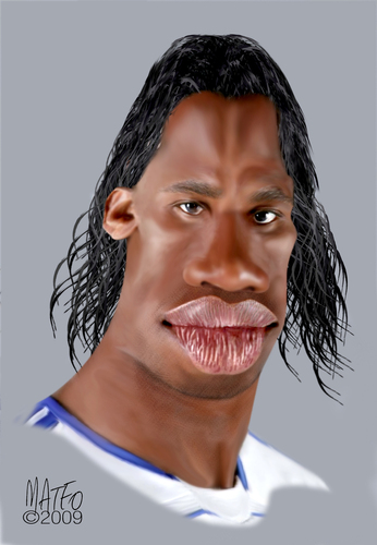 Cartoon: Didier Drogba (medium) by geomateo tagged drogba,soccer,sport,football