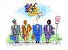 Cartoon: Balloon Head (small) by mikess tagged business man balloon head retire quit lose ones mind done working bus stop going crazy losing it air