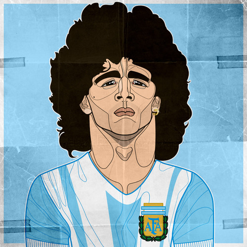 Cartoon: El Pibe (medium) by GlaucoDiogenes tagged maradona,fussball,heroes,glauco,diogenes