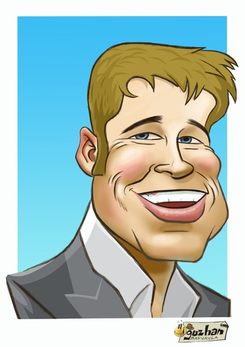 Cartoon: Brad pitt cartoon caricature (medium) by oguzhanbasyayla tagged brad,pitt,cartoon,caricature,oguzhan,basyayla