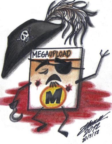 Cartoon: El pirata que casi todos querian (medium) by HaBer tagged megaupload