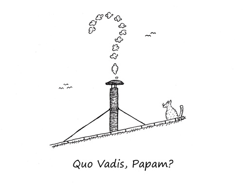 Cartoon: Quo Vadis Papam? (medium) by Oliver Kock tagged papst,papstwahl,moderne,erneuerung,hoffnung,enttäuschung