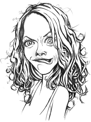 Cartoon: huh? (medium) by michaelscholl tagged woman,silly,face,smirk