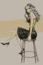 Cartoon: waiting (small) by michaelscholl tagged sexy,woman,stool