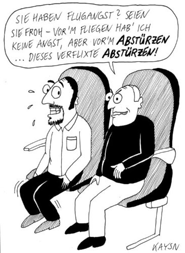 Cartoon: Flugangst (medium) by KAYSN tagged flugangst,flugzeug,angst,flugzeugabsturz