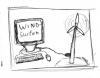Cartoon: Wind Surfing (small) by Tobias Wolff tagged wind surfing world wide web internet erneuerbare energien windmühle 