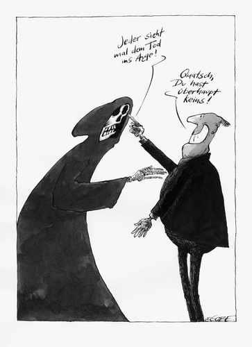 Cartoon: Der Augenblick (medium) by sobecartoons tagged wahrheit,tod,auslachen,furchtlos,lebensfroh