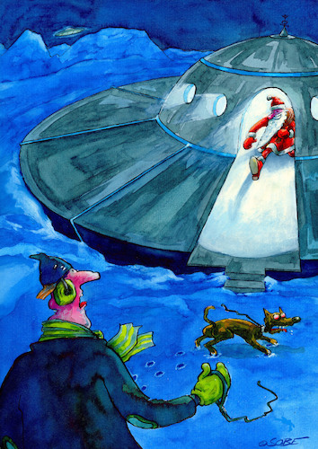Cartoon: Überflieger (medium) by sobecartoons tagged weihnachtsmann,alien,ufo,nachtwandler,weihnachtsmann,alien,ufo,nachtwandler