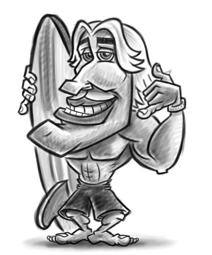 Cartoon: Surfer Dude cartoon character (medium) by Coghill Cartooning tagged man,surfer,surfboard,cartoon,character,design