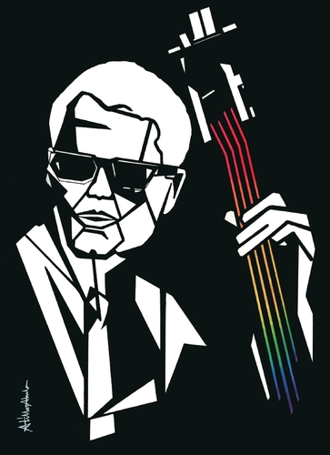 Cartoon: Charlie Haden (medium) by Atilla Atala tagged jazz,double,bass