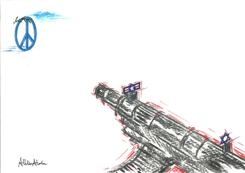Cartoon: Peace...  ...War (medium) by Atilla Atala tagged peace,war,usa,israel,world,kill