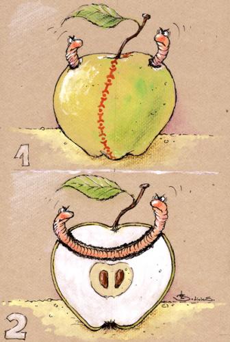Cartoon: apple (medium) by Liviu tagged apple,worm,boundary,