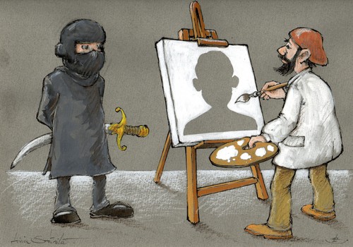 Cartoon: artistic reality (medium) by Liviu tagged terrorist,painter,avatar