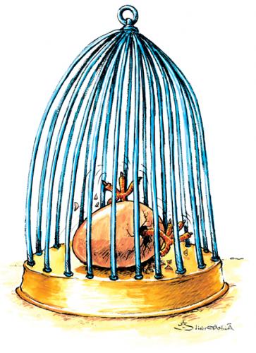 Cartoon: egg hatching (medium) by Liviu tagged egg,birdcage,freedom,