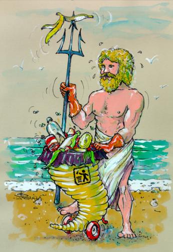 Cartoon: Neptune (medium) by Liviu tagged neptune,trash,ecology,