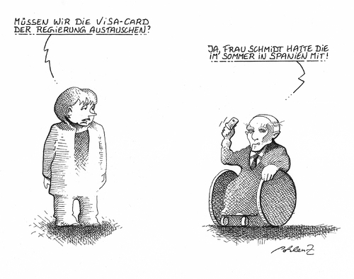 Cartoon: Kreditkartenklemme (medium) by Pohlenz tagged kreditkarten,visa,master,card,sperre,austausch,banken,kreditkartenbetrug