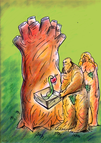 Cartoon: adem havva (medium) by oguzgurel tagged adem,havva