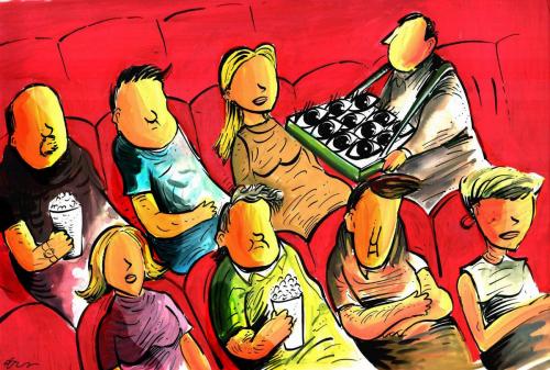 Cartoon: cinema (medium) by oguzgurel tagged humor