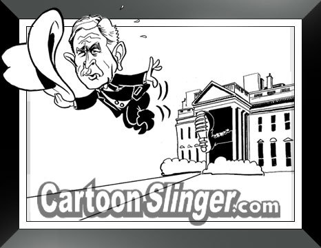 Cartoon: George W. Bush Caricature (medium) by domarn tagged george,bush,caricature,cartoon,goodbye,political,cartoons