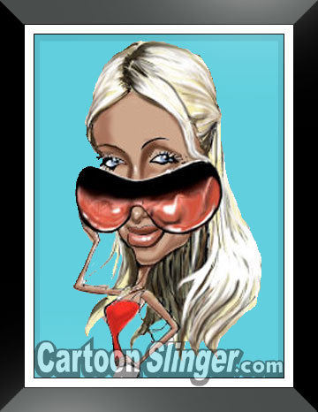 Cartoon: Paris Hilton Caricature (medium) by domarn tagged paris,hilton,caricature,cartoon,celebrity,caricatures,famous,people,cartoons